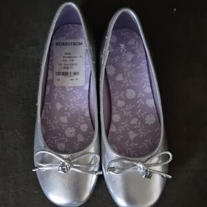 Nordstrom Metallic Silver Flats with Bow